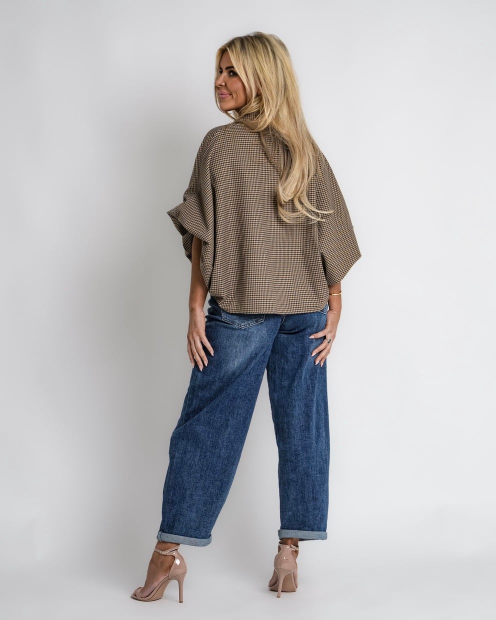 geruit jack met rits bruin | bernice