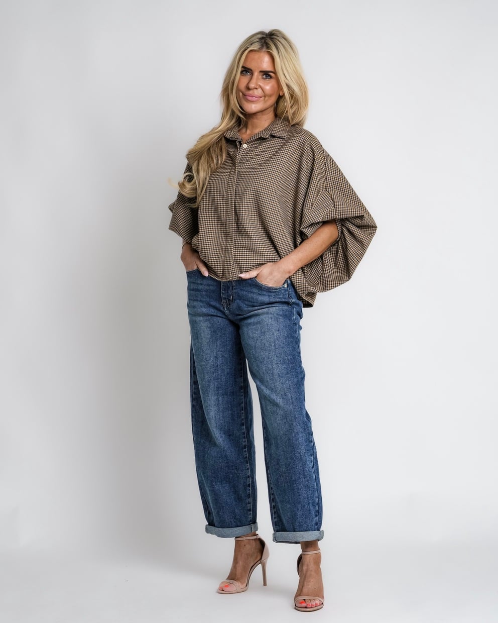 geruit jack met rits bruin | bernice