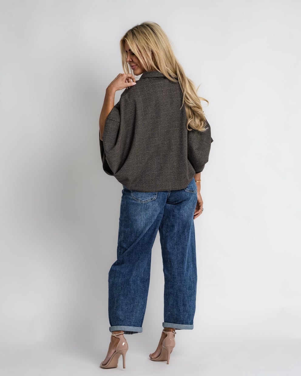 geruit jack met rits bruin | bernice
