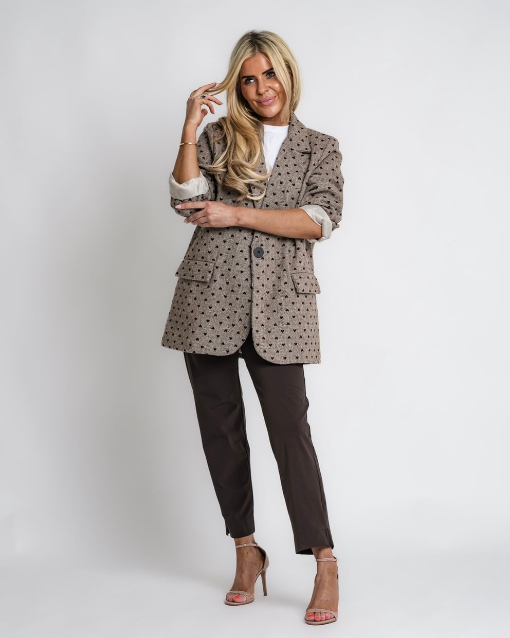 geruit jack met rits bruin | bernice