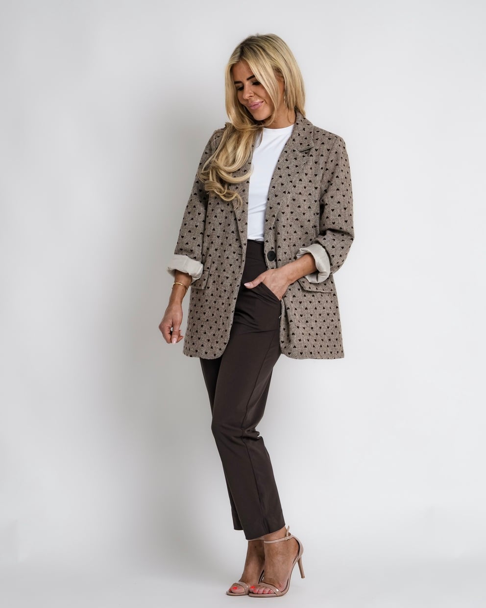 geruit jack met rits bruin | bernice
