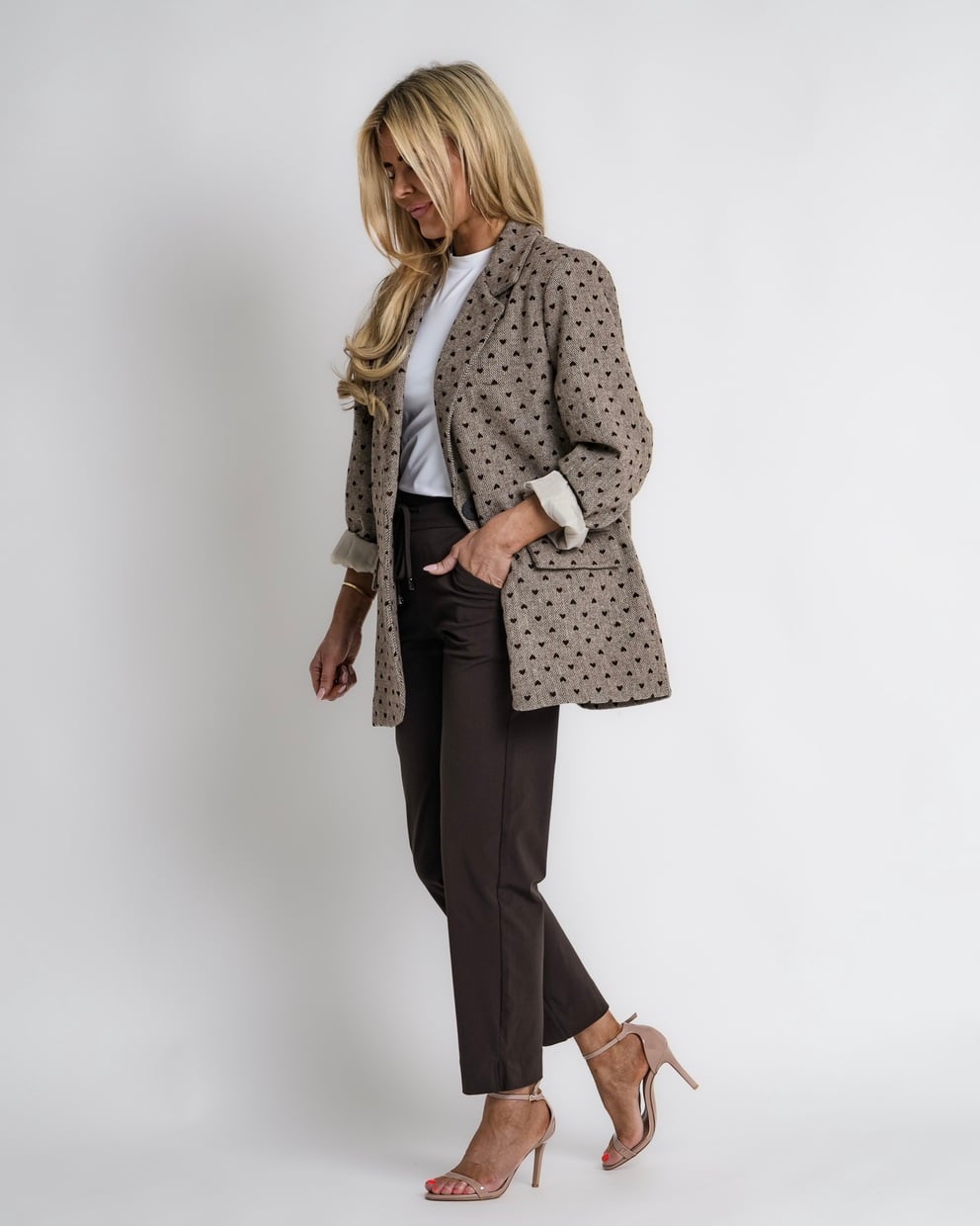 geruit jack met rits bruin | bernice