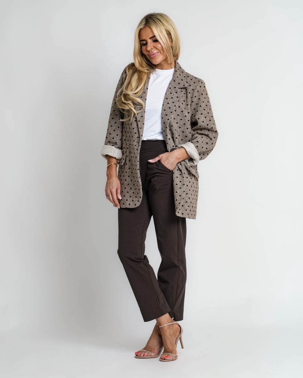 geruit jack met rits bruin | bernice