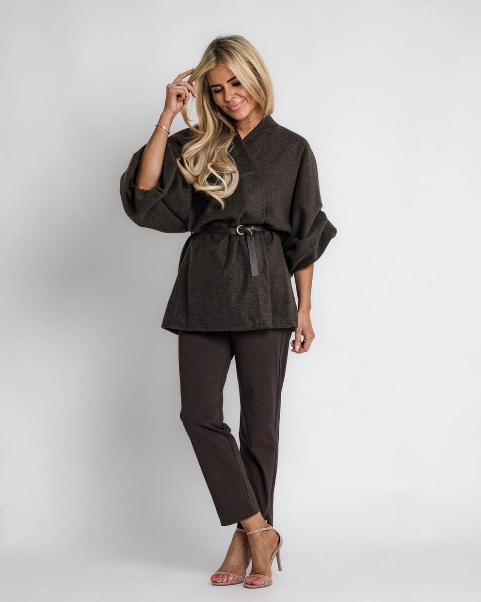 geruit jack met rits bruin | bernice